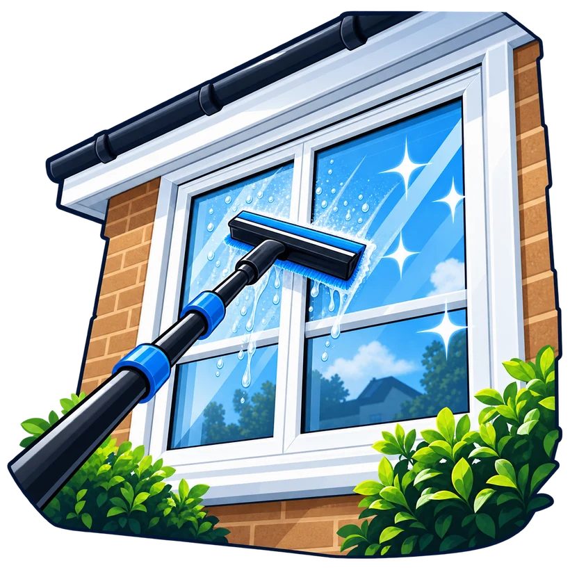 Window cleaning with a professional cleaning pole